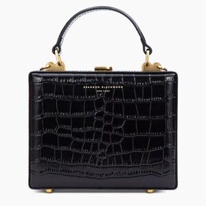 NWT Brandon Blackwood Black Croc Kendrick Trunk Bag